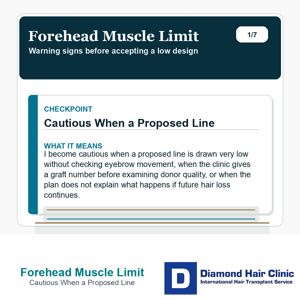 Forehead Muscle Limit carousel slide about cautious when a proposed line
