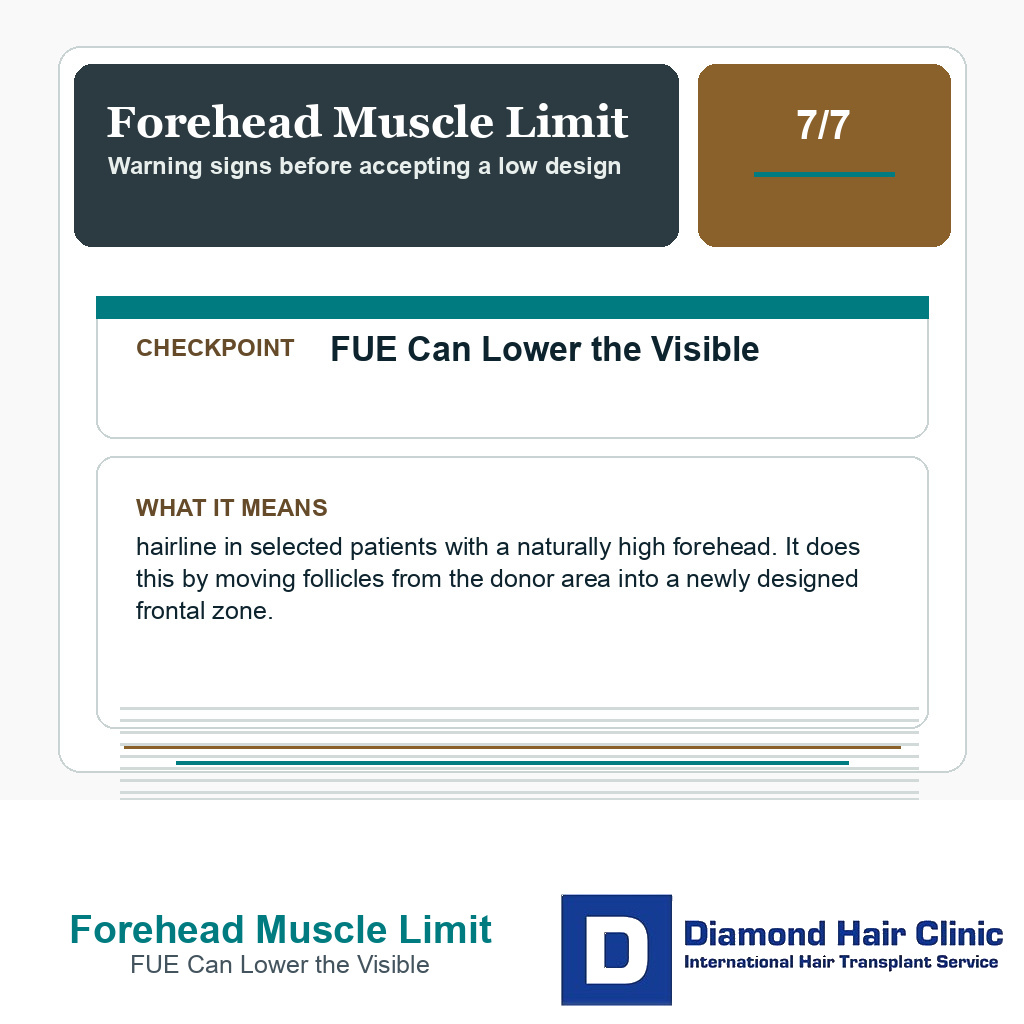 Forehead Muscle Limit carousel slide about fue can lower the visible