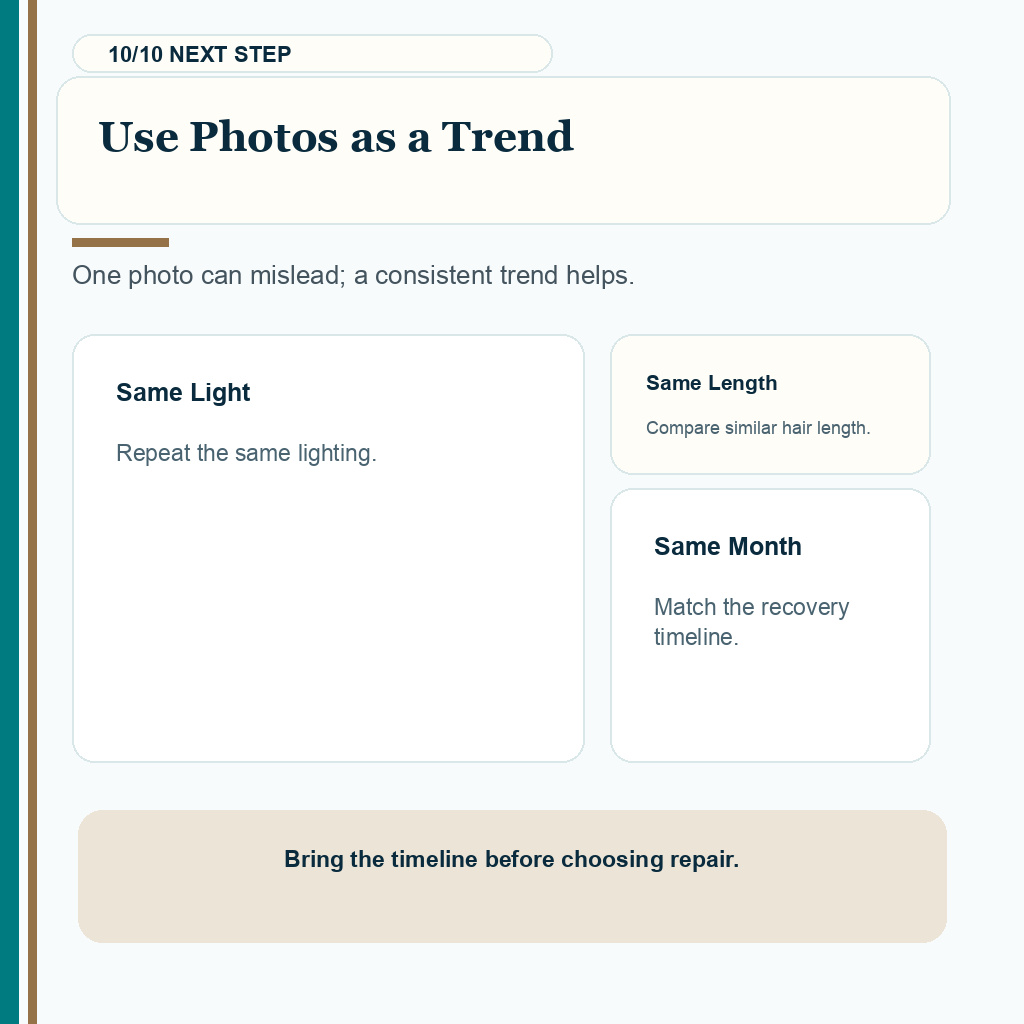 Gap between transplanted and native hair carousel slide 10 explaining use photos as a trend
