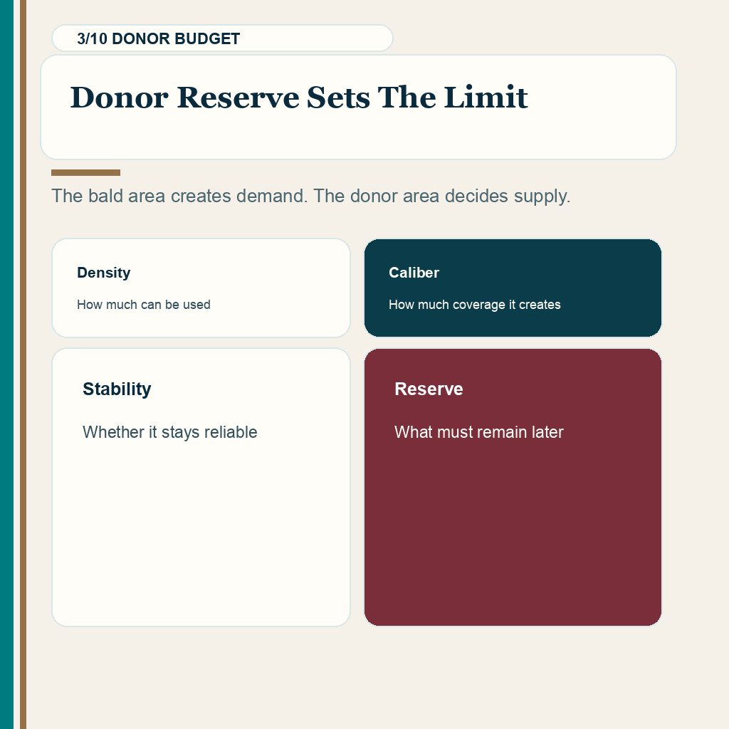 Good hair transplant candidate slide 3 explaining donor reserve sets the surgical limit