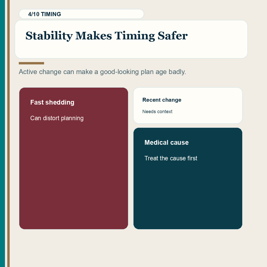 Good hair transplant candidate slide 4 explaining stability makes timing safer