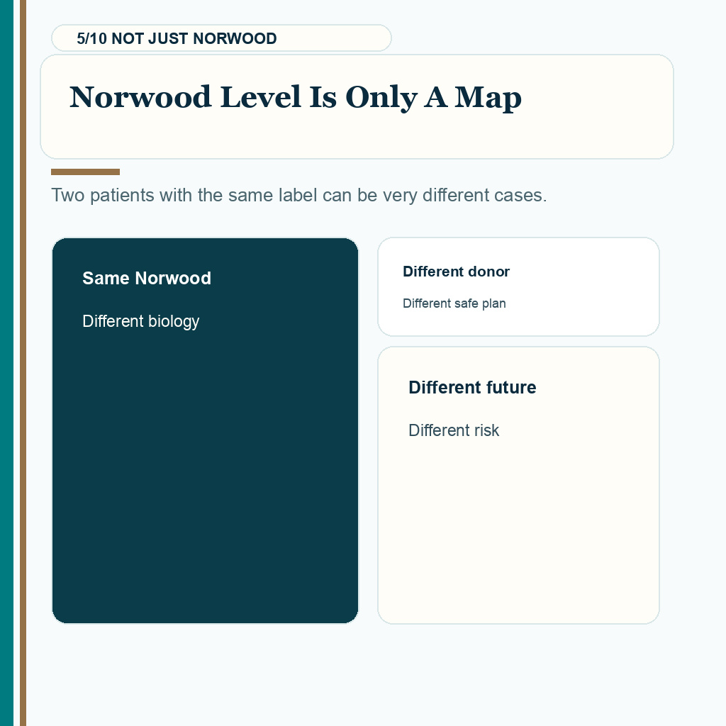 Good hair transplant candidate slide 5 explaining the Norwood level is only a map
