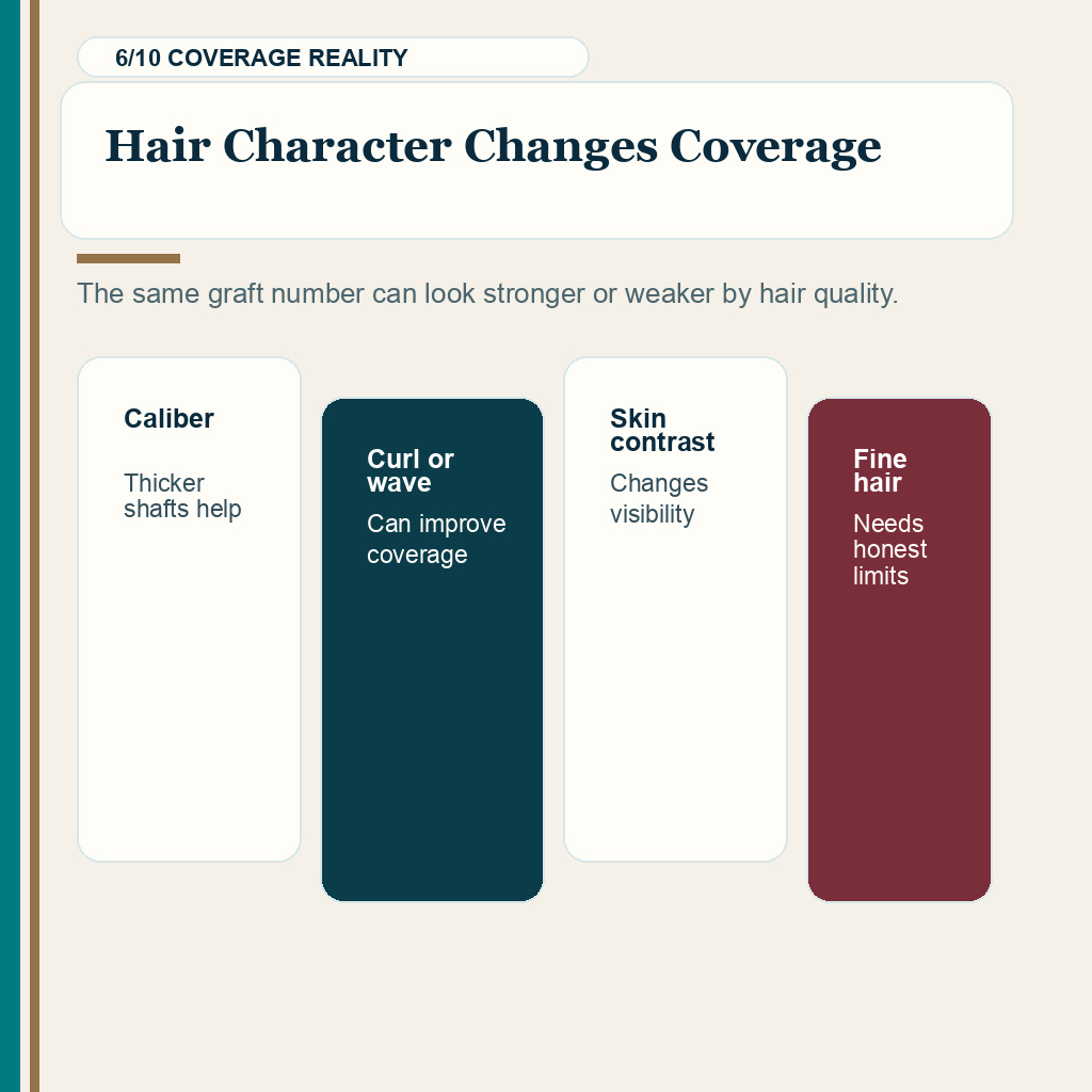 Good hair transplant candidate slide 6 explaining hair character changes coverage