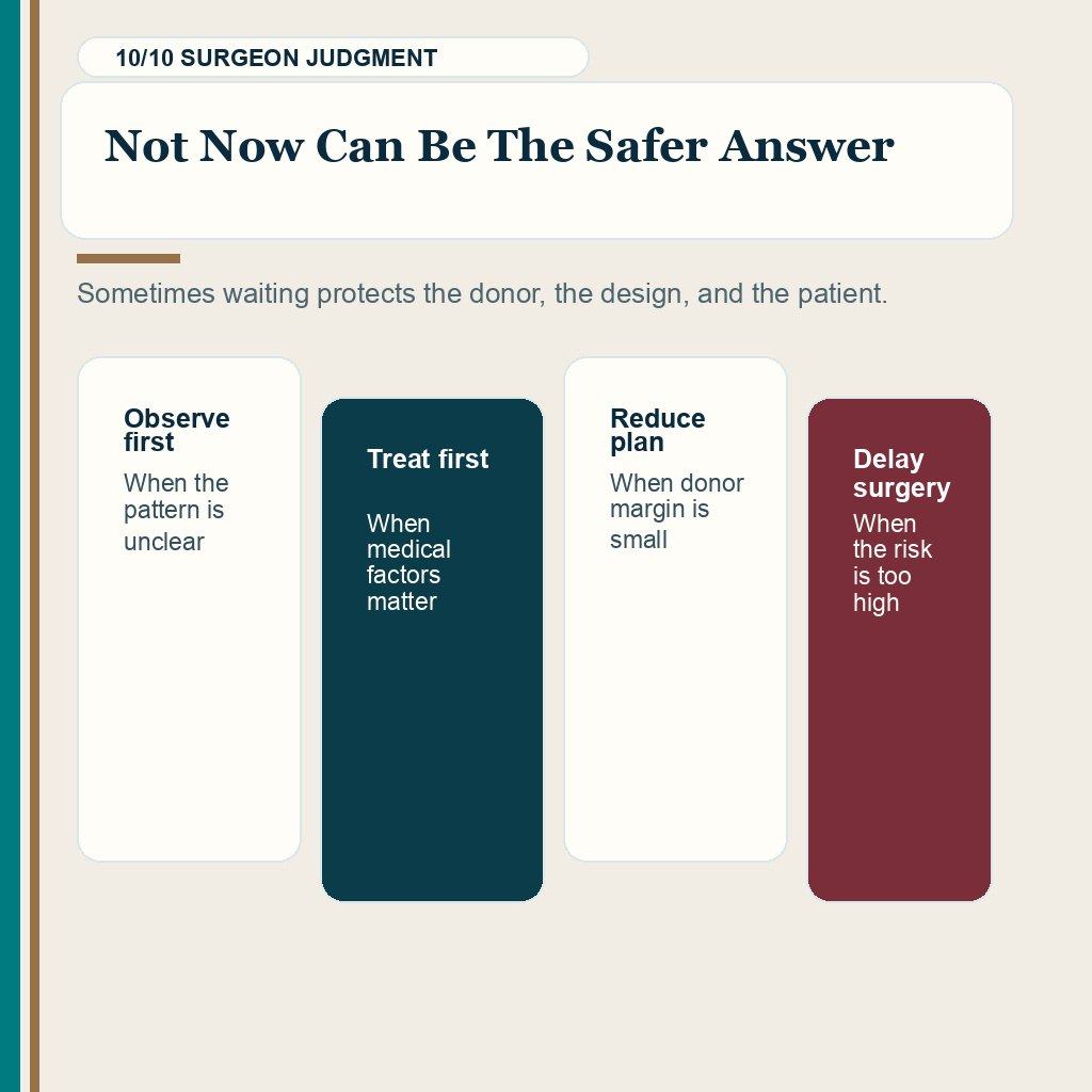 Good hair transplant candidate slide 10 explaining not now can be the safer answer
