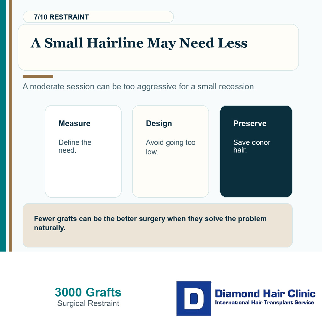 3000 graft coverage carousel slide 7 explaining a small hairline may need less