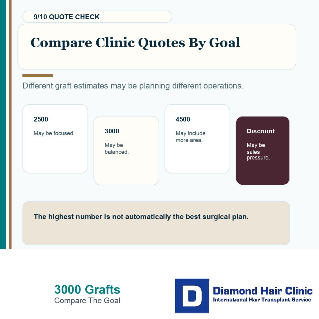 3000 graft coverage carousel slide 9 explaining compare clinic quotes by goal