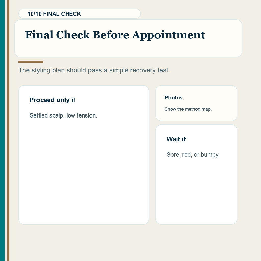 Hair extensions after FUE favorite no strip carousel v3 slide 10 explaining final check before appointment