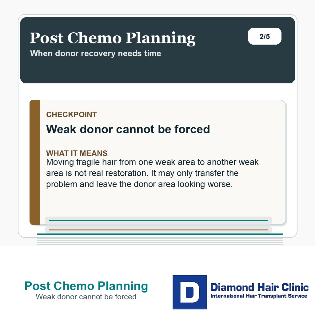 Post Chemo Planning carousel slide about weak donor cannot be forced