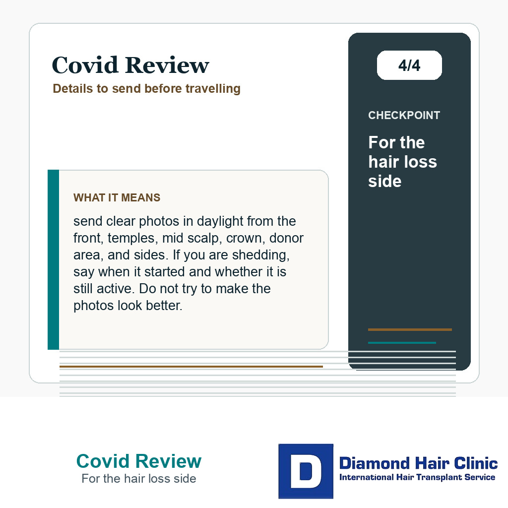 Covid Review carousel slide about for the hair loss side