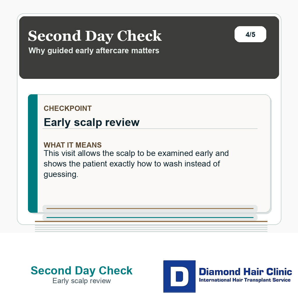 Second Day Check carousel slide about early scalp review