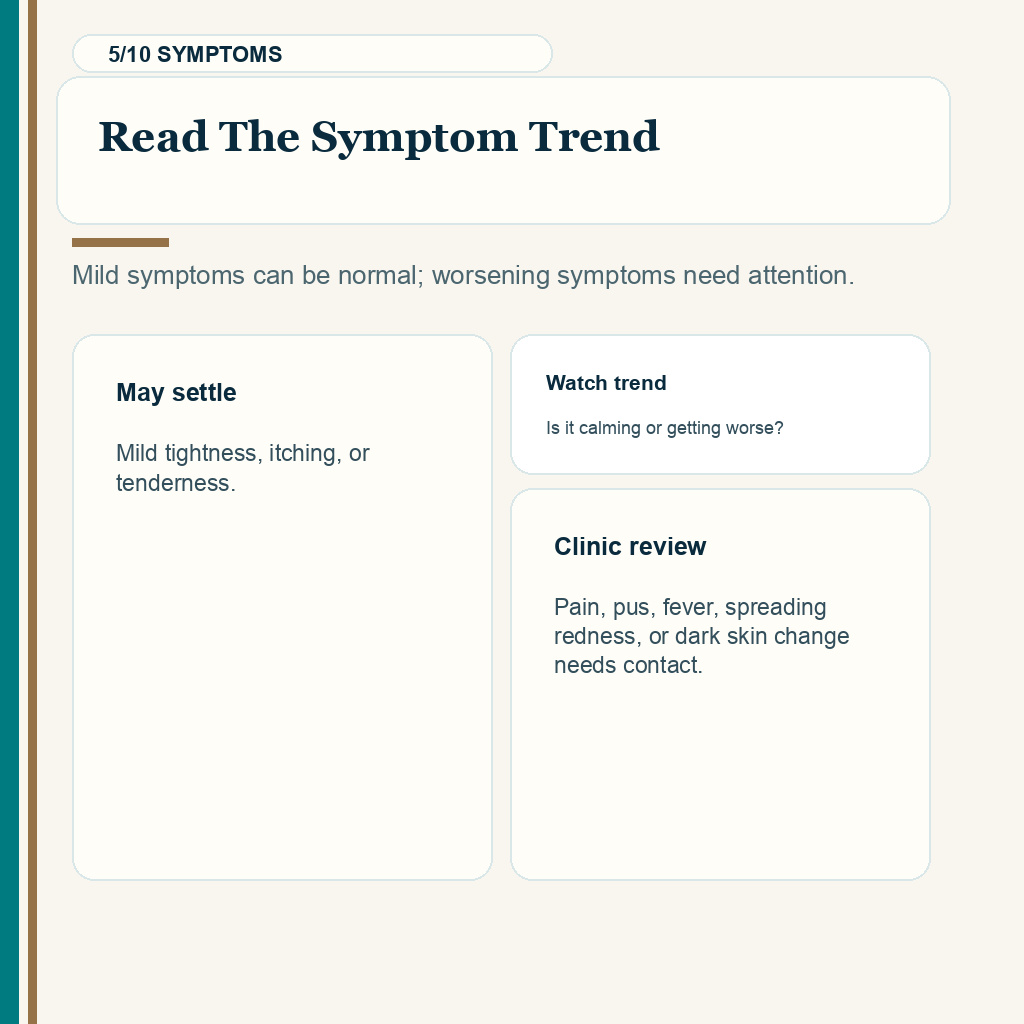 Hair transplant aftercare slide 5 explaining read symptoms correctly