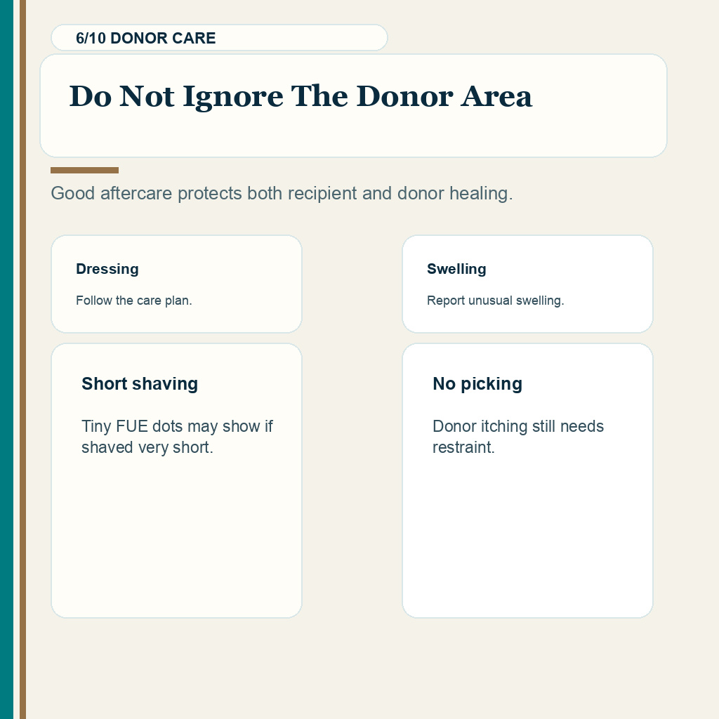 Hair transplant aftercare slide 6 explaining donor area also matters