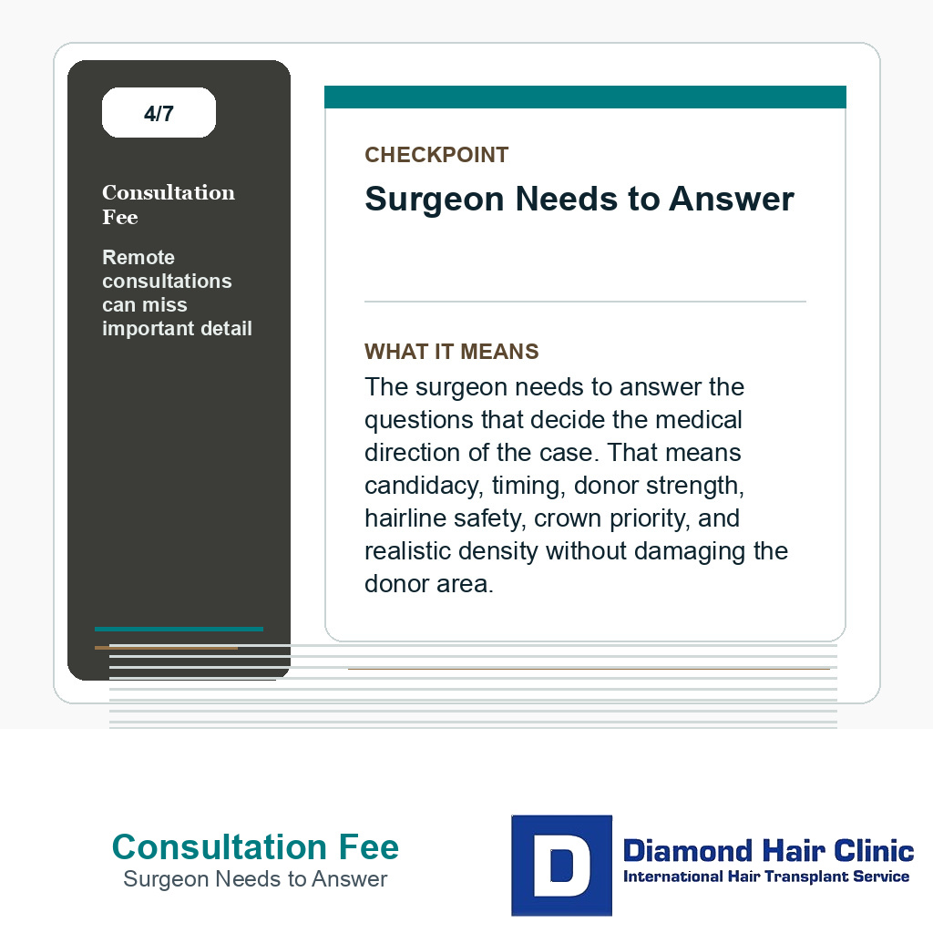 Consultation Fee carousel slide about surgeon needs to answer