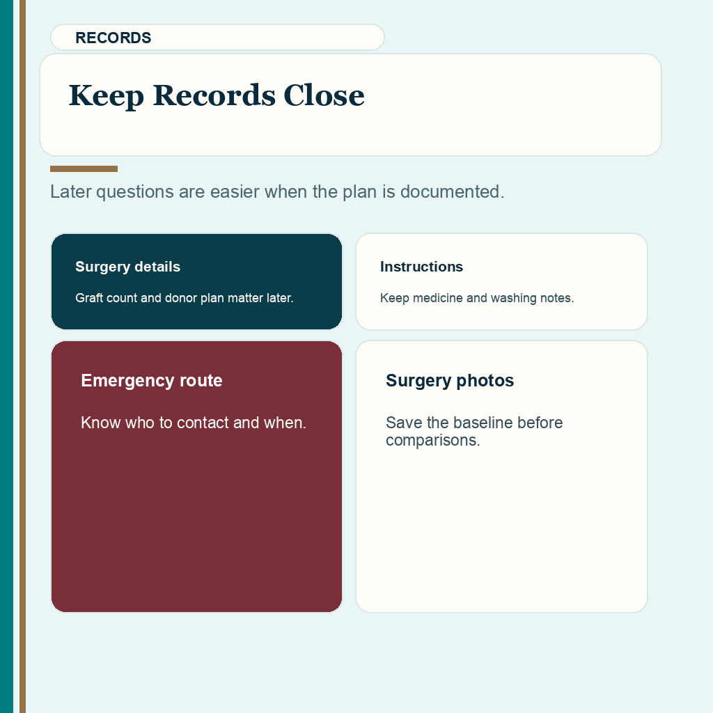 Hair transplant follow-up slide 9 explaining which records help follow-up