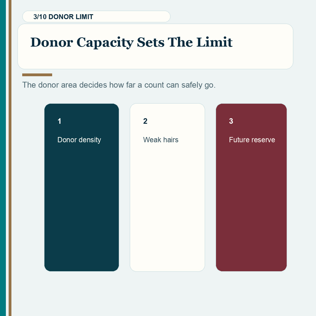 Hair transplant graft count verification slide 3 explaining donor capacity sets the limit