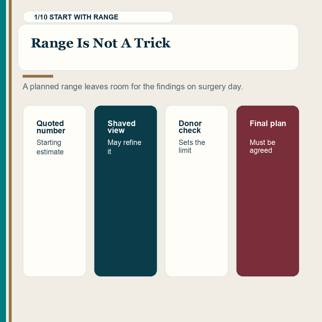 Hair transplant graft number change slide 1 explaining range is not a trick