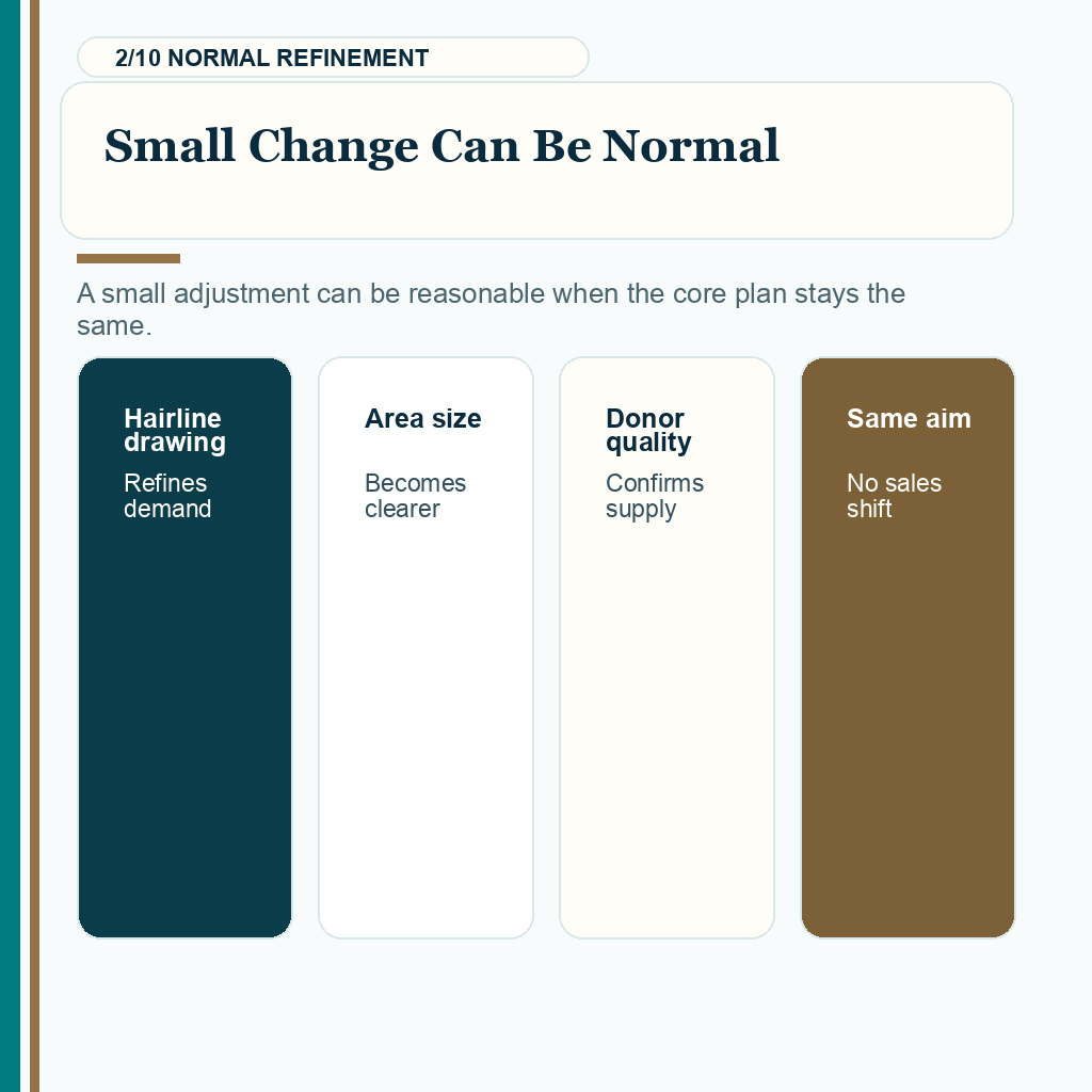 Hair transplant graft number change slide 2 explaining small change can be normal