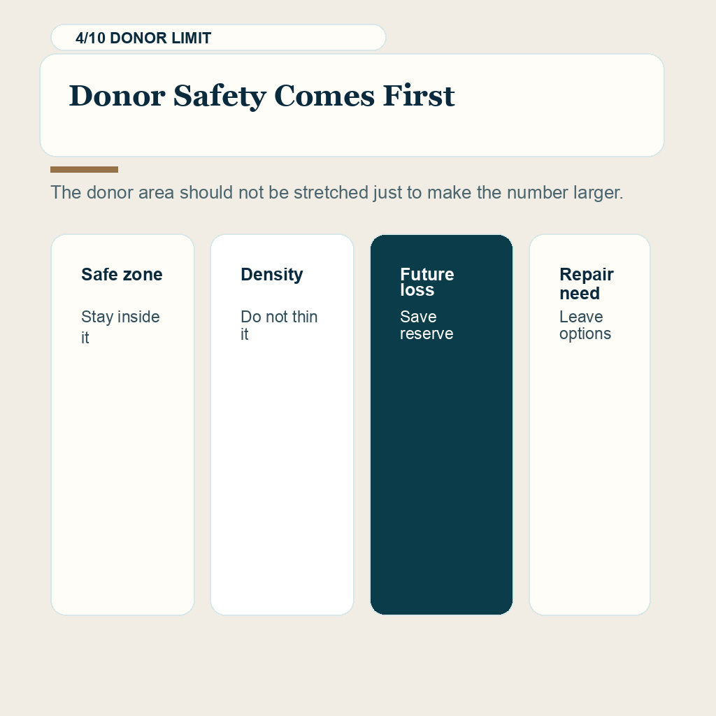 Hair transplant graft number change slide 4 explaining donor safety comes first
