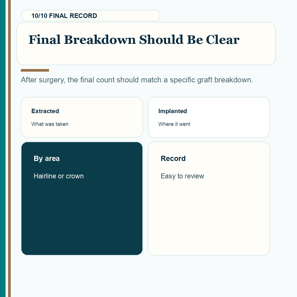 Hair transplant graft number change slide 10 explaining final breakdown should be clear