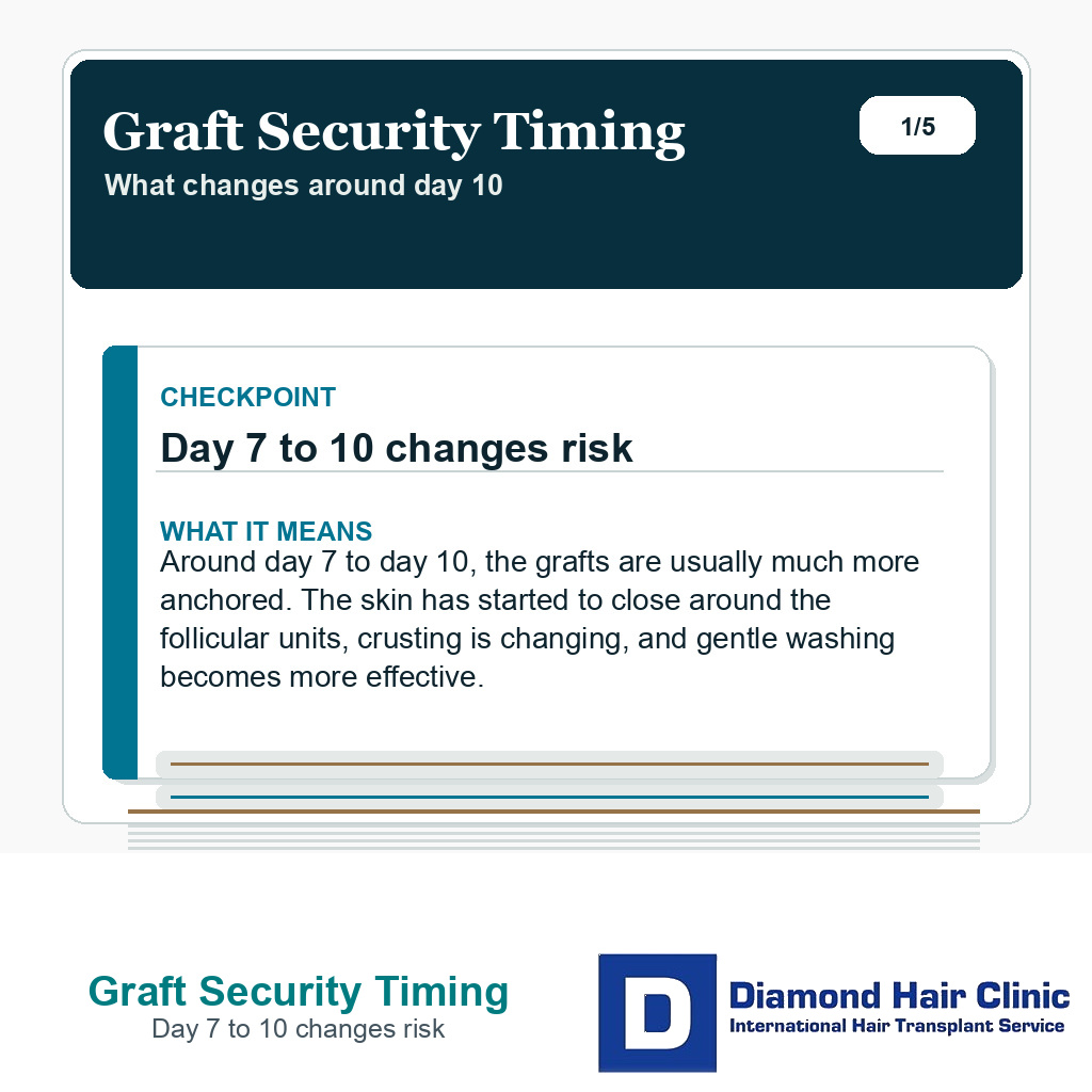 Graft Security Timing carousel slide about day 7 to 10 changes risk