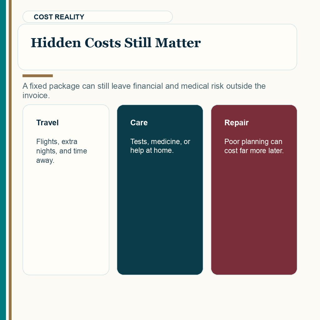 Hair transplant package slide 7 explaining hidden costs inside fixed package planning