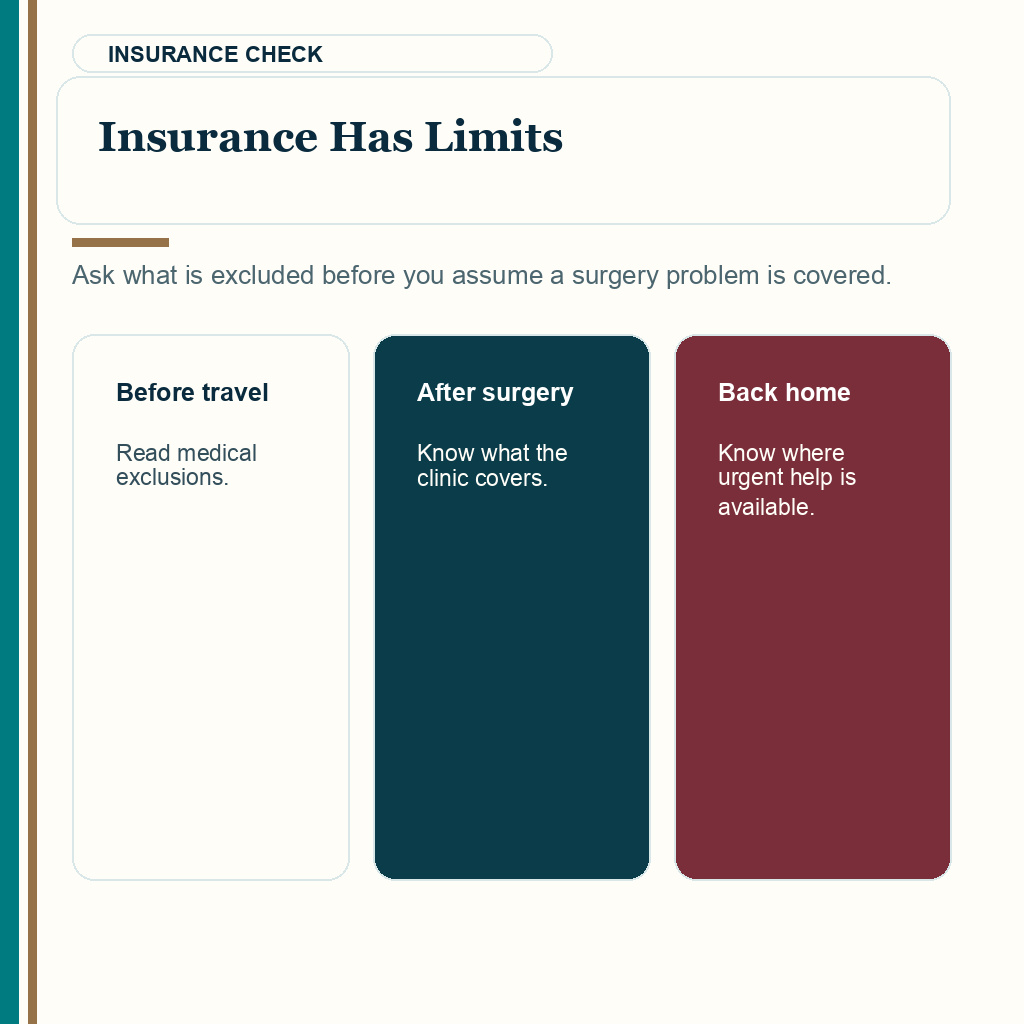 Hair transplant package slide 8 explaining travel insurance limits