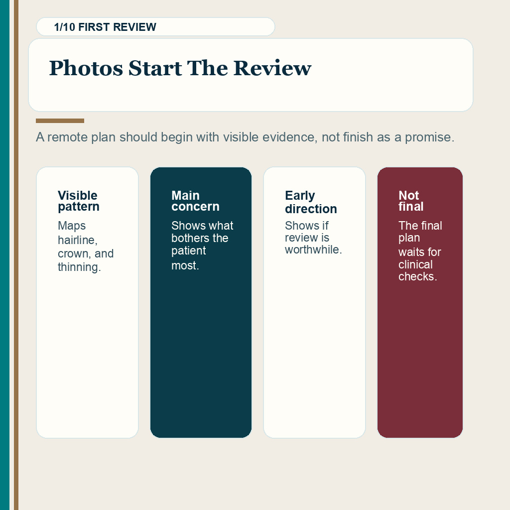 Hair transplant planning from photos slide 1 explaining photos start the review