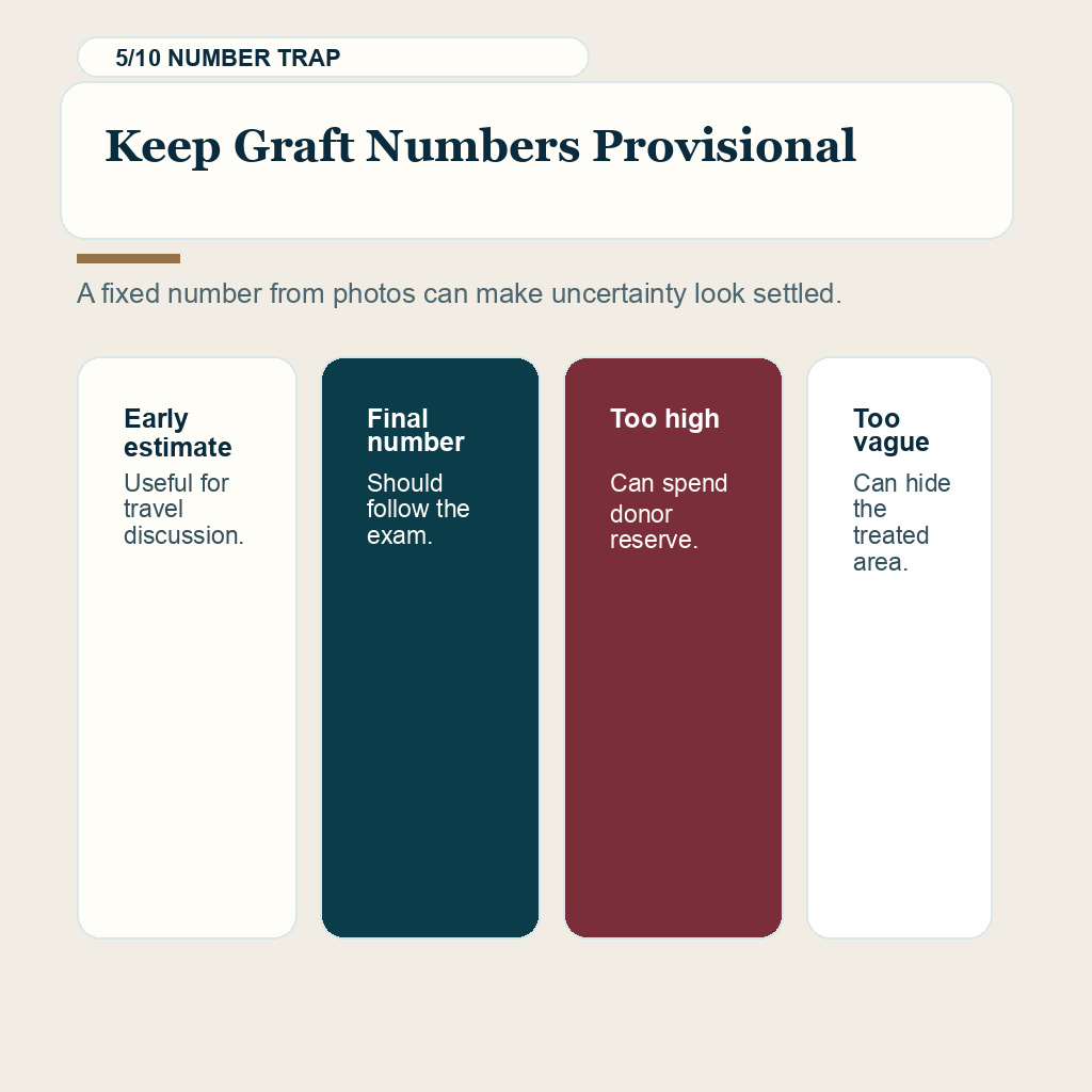 Hair transplant planning from photos slide 5 explaining provisional graft numbers