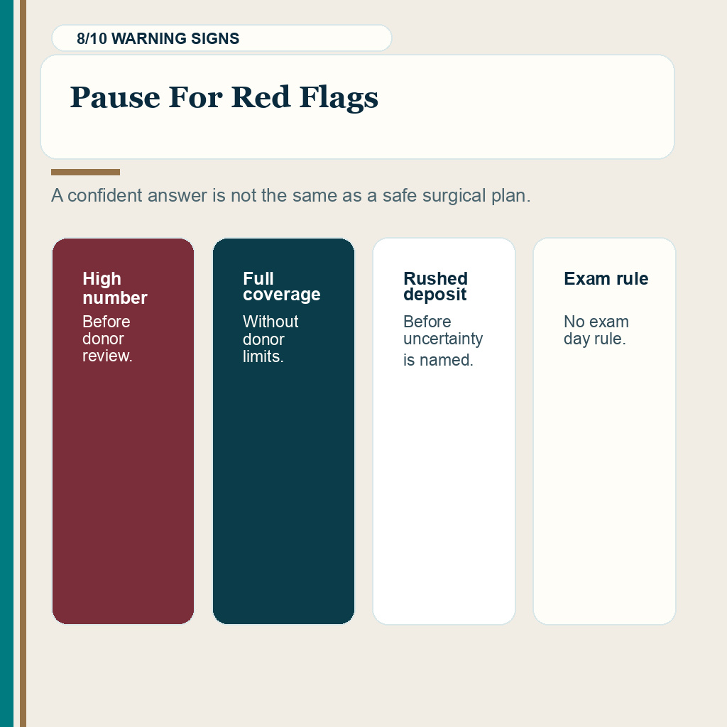 Hair transplant planning from photos slide 8 explaining red flags in remote plans