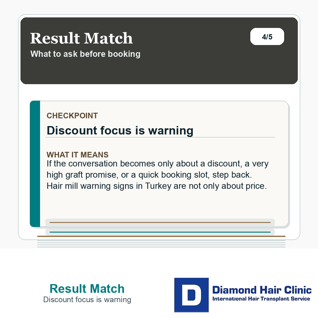 Result Match carousel slide about discount focus is warning