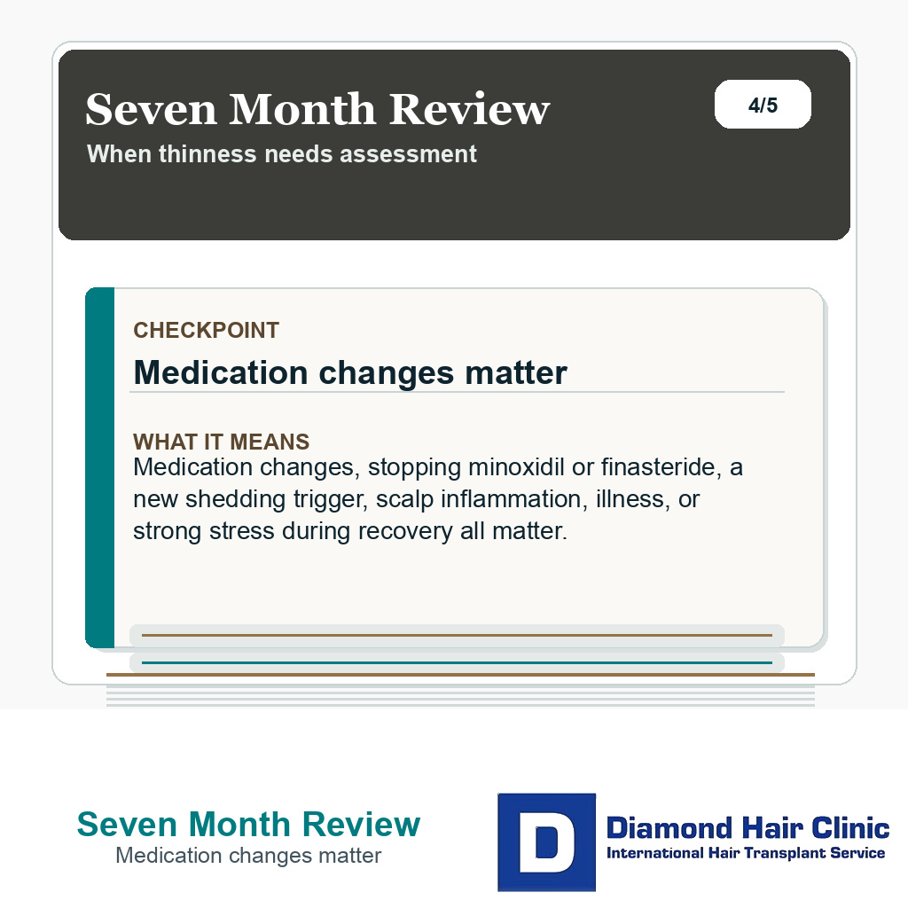 Seven Month Review carousel slide about medication changes matter