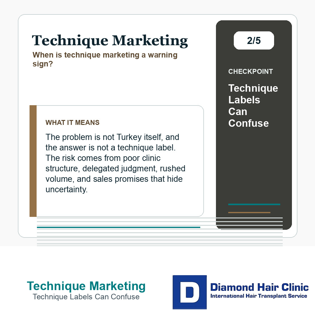 Technique Marketing carousel slide about technique labels can confuse