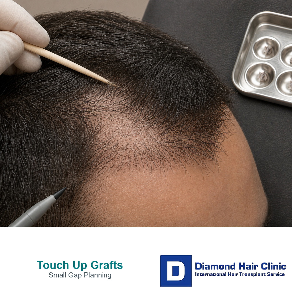 Touch up graft planning for a focused small hairline density gap