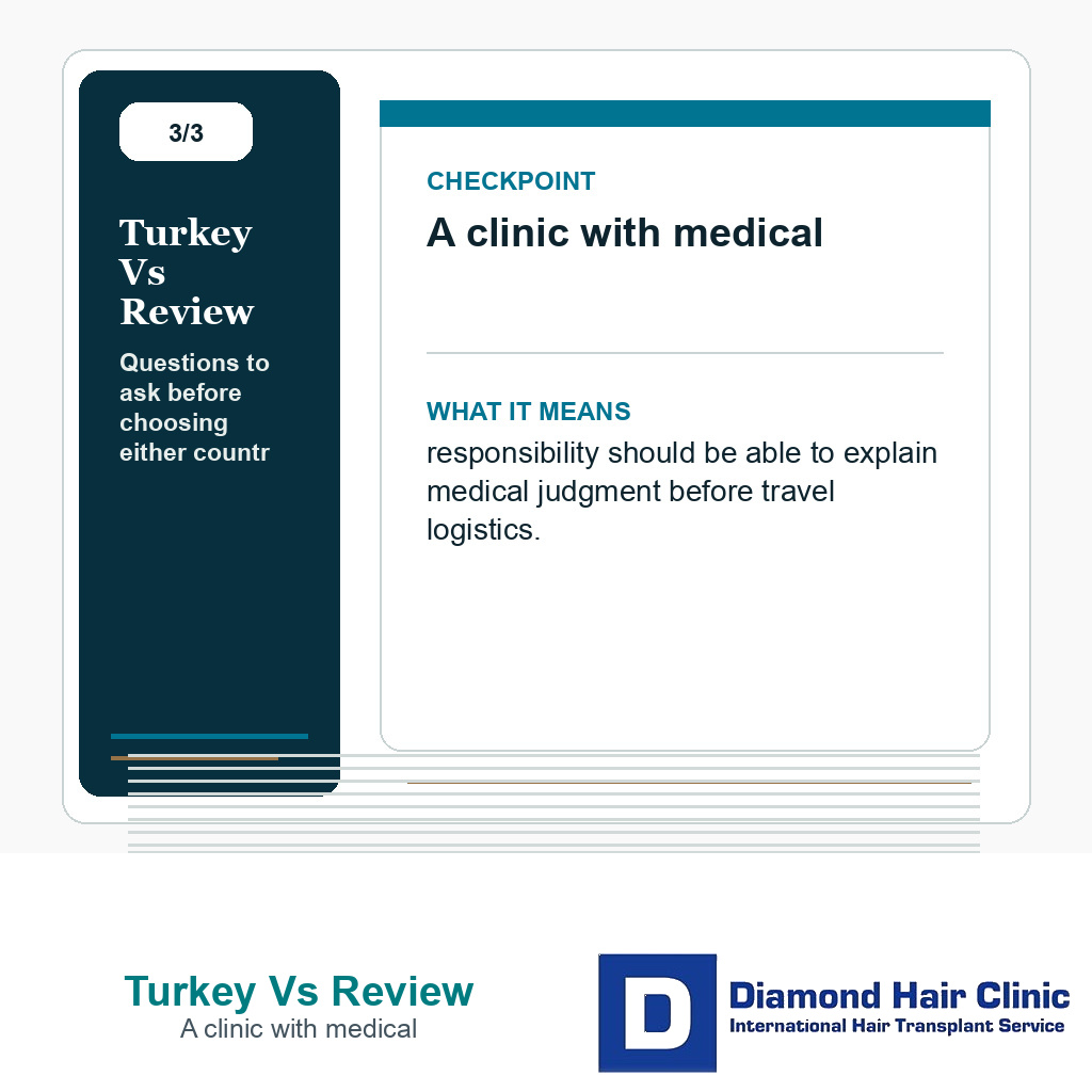 Turkey Vs Review carousel slide about a clinic with medical