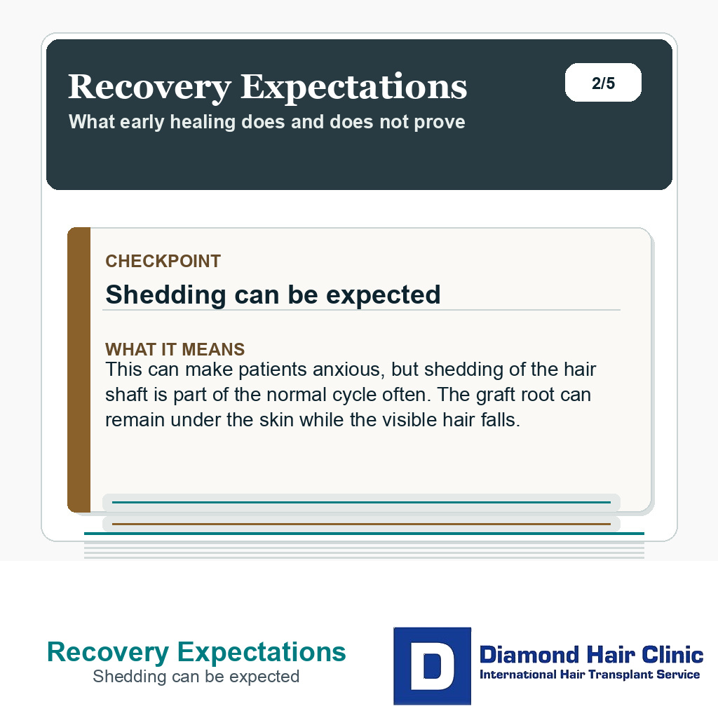 Recovery Expectations carousel slide about shedding can be expected