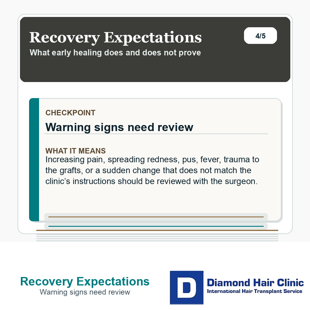 Recovery Expectations carousel slide about warning signs need review