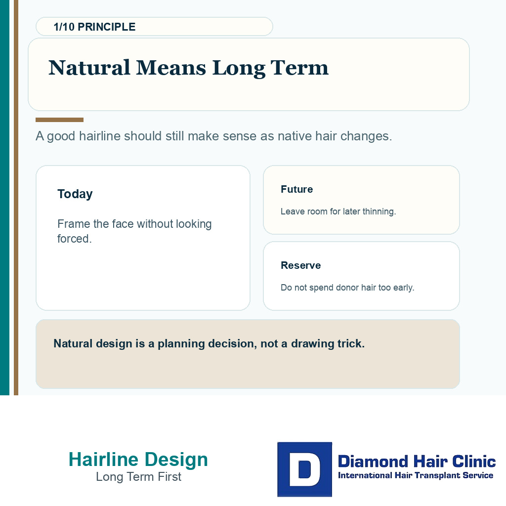 Hairline design planning carousel slide 1 explaining long term first