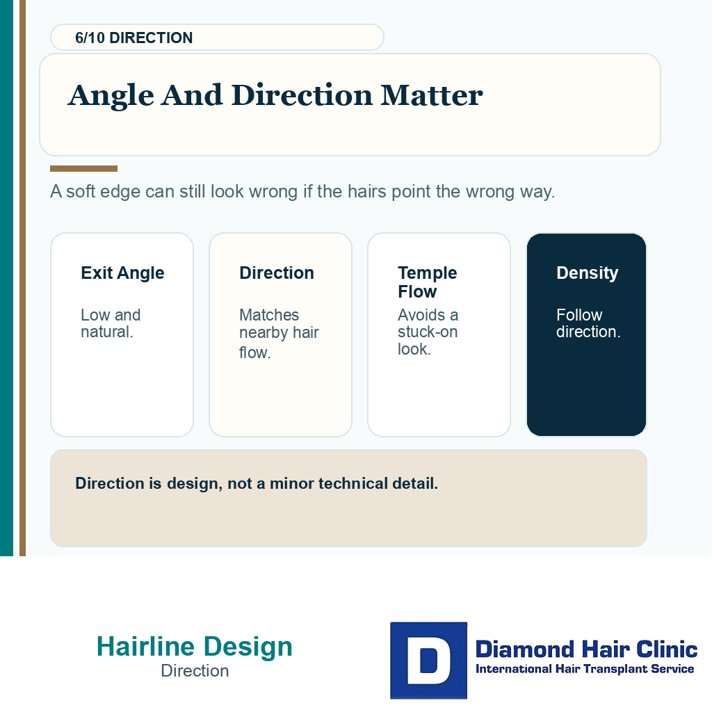 Hairline design planning carousel slide 6 explaining angle and direction
