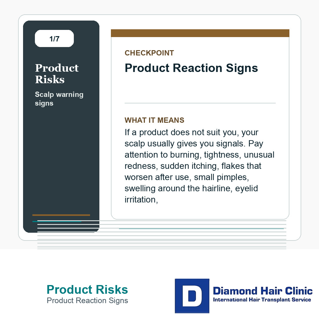Product Risks carousel slide about product reaction signs