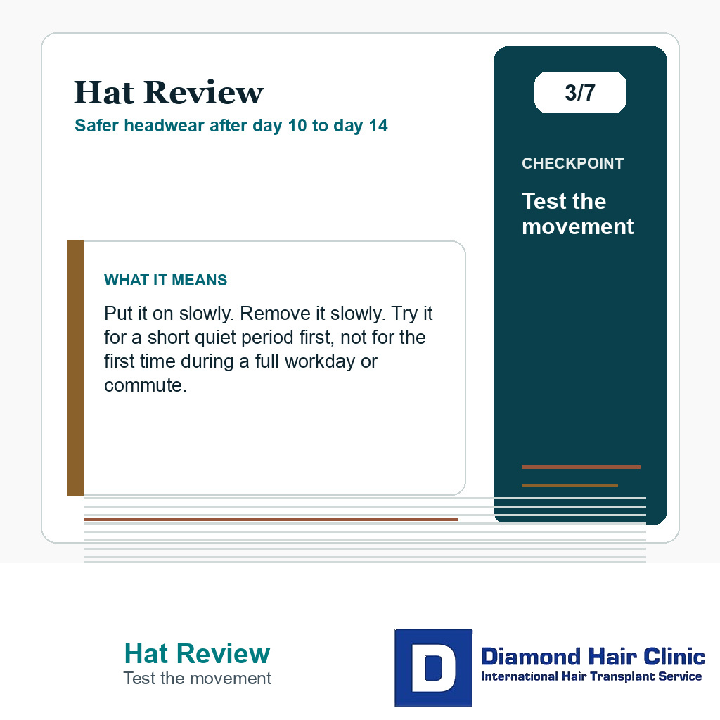 Hat Review carousel slide about test the movement