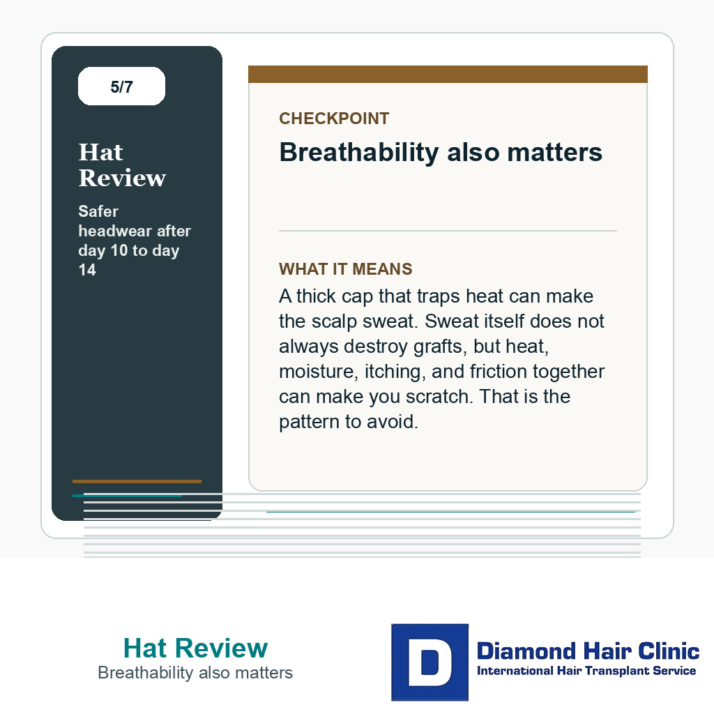 Hat Review carousel slide about breathability also matters