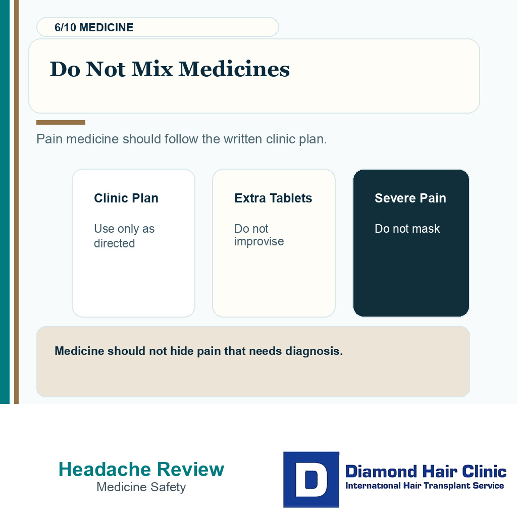 Headache after hair transplant carousel slide 6 explaining do not mix medicines