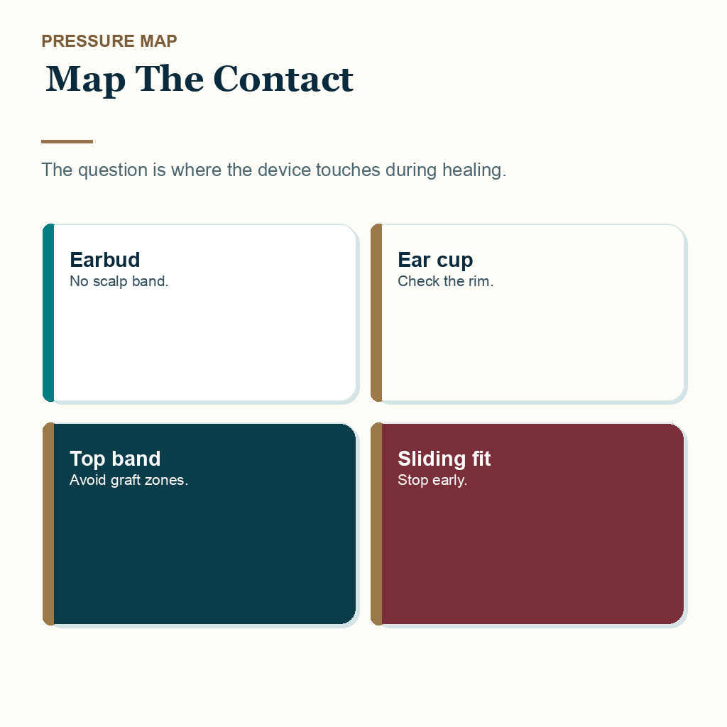 Headphones after hair transplant slide 1 explaining map the contact