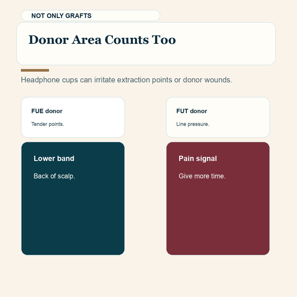 Headphones after hair transplant slide 6 explaining donor area counts too