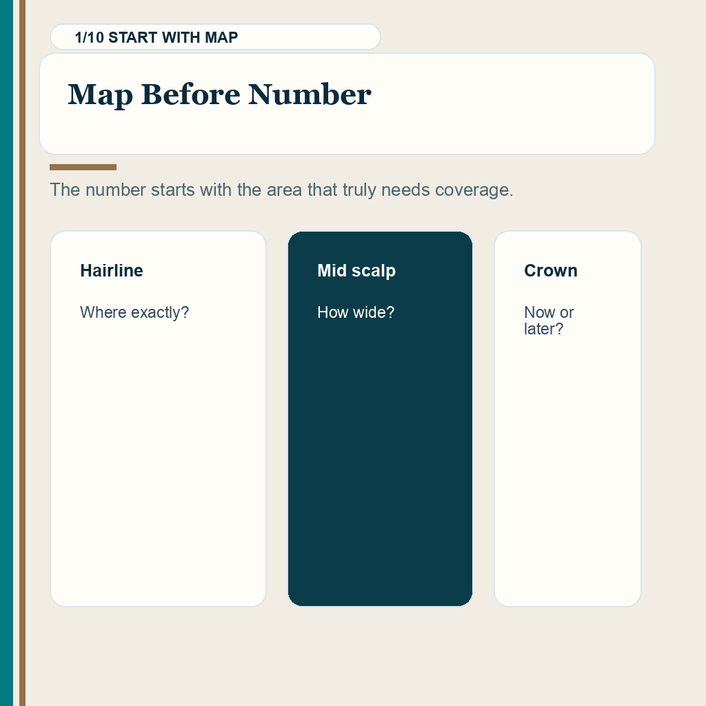 Hair transplant graft quote planning slide 1 explaining map before number