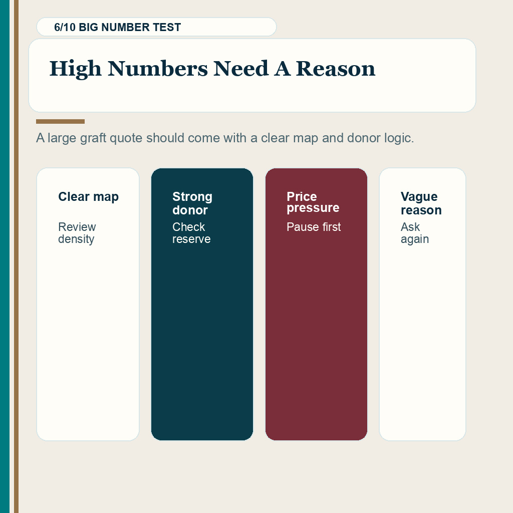Hair transplant graft quote planning slide 6 explaining high numbers need a reason