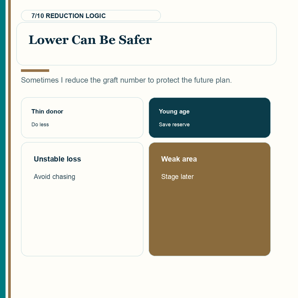 Hair transplant graft quote planning slide 7 explaining lower can be safer