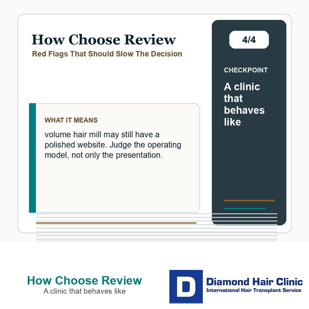How Choose Review carousel slide about a clinic that behaves like