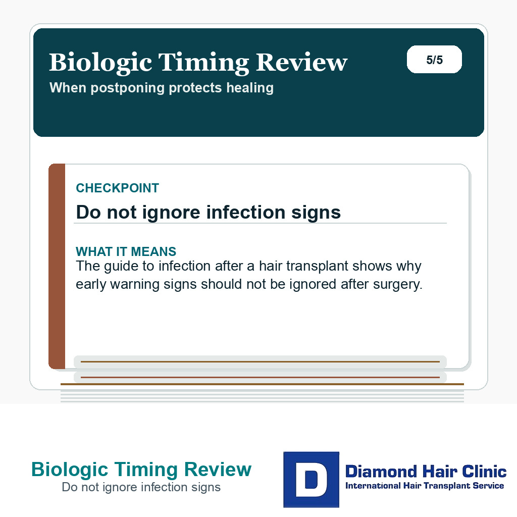 Biologic Timing Review carousel slide about do not ignore infection signs