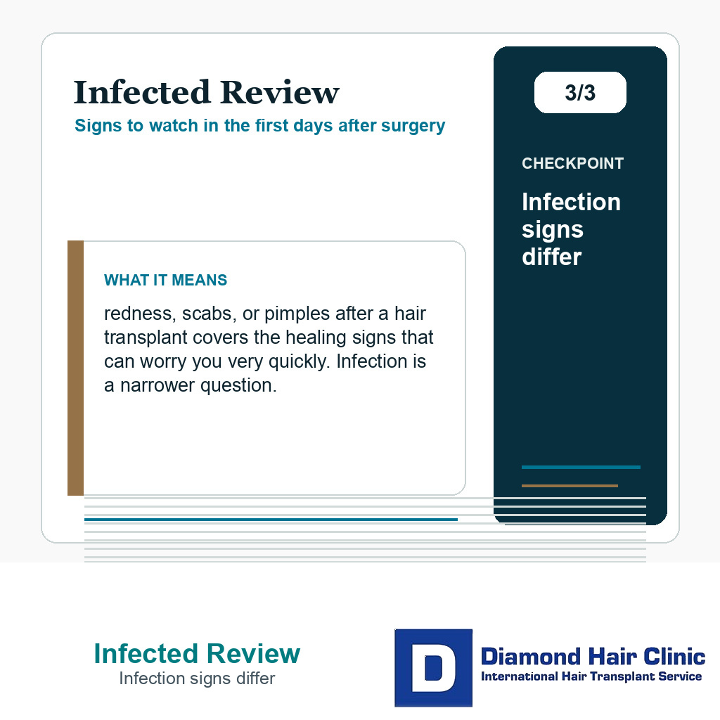 Infected Review carousel slide about infection signs differ